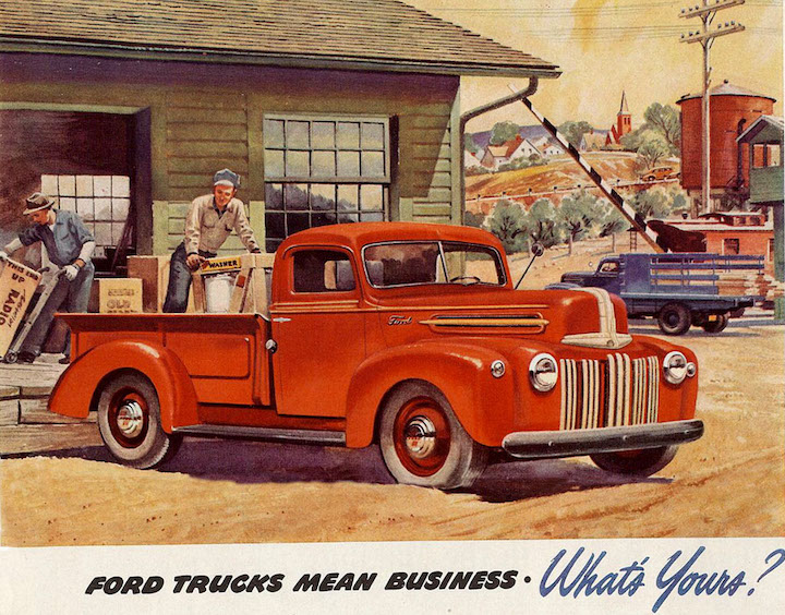 Red 1946 Ford Pickup Truck Advertisement Old Print 
